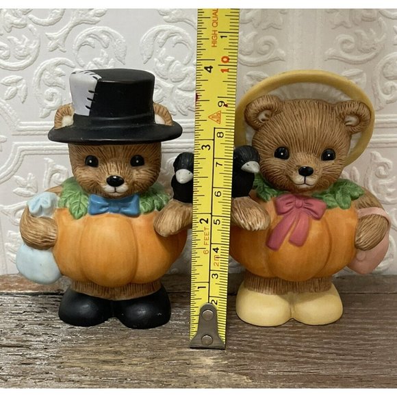 Vintage Halloween Home Interiors  Pumpkin Patch Bears Set Kitschy Great Gift - Picture 3 of 9